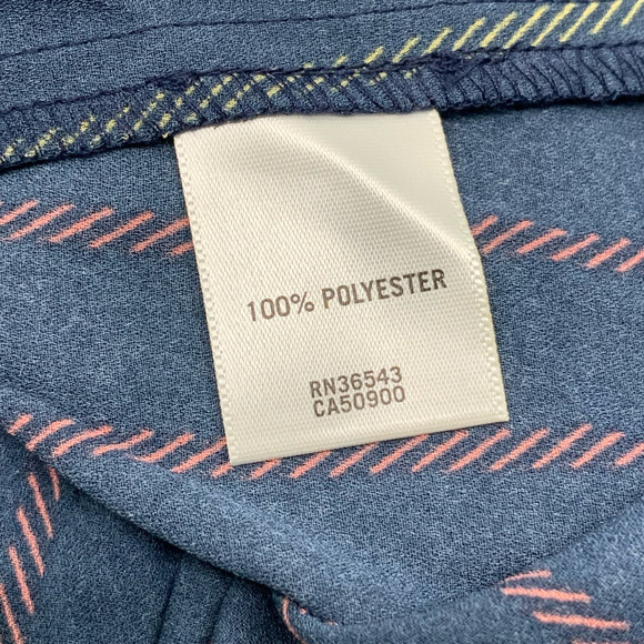 NWT Van Heusen V-Neck Pullover Blouse 3/4 Bell Sleeve Navy Vertical Striped XS - Picture 6 of 8